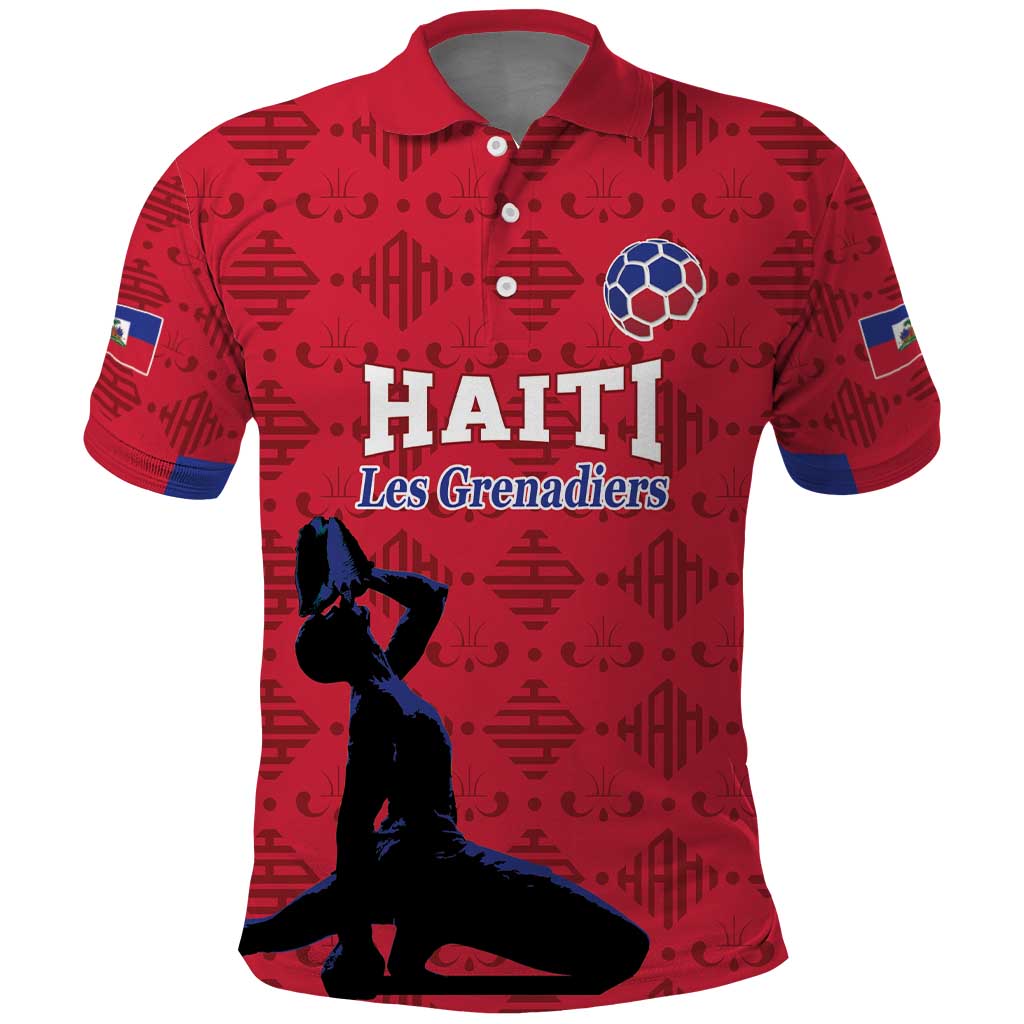 Custom Haiti Football Polo Shirt Come on Les Grenadiers Red Style LT17