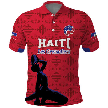 Custom Haiti Football Polo Shirt Come on Les Grenadiers Red Style LT17