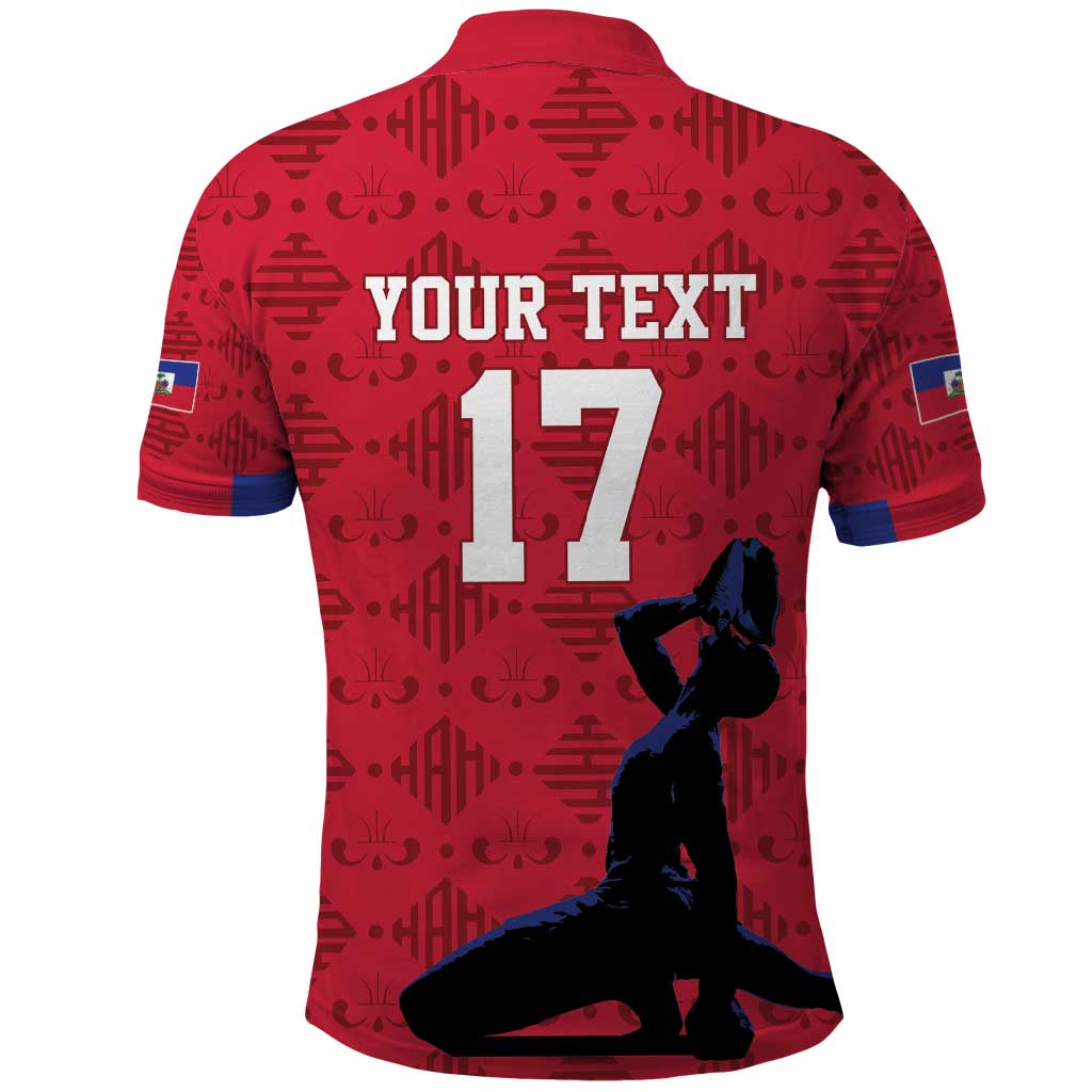 Custom Haiti Football Polo Shirt Come on Les Grenadiers Red Style LT17