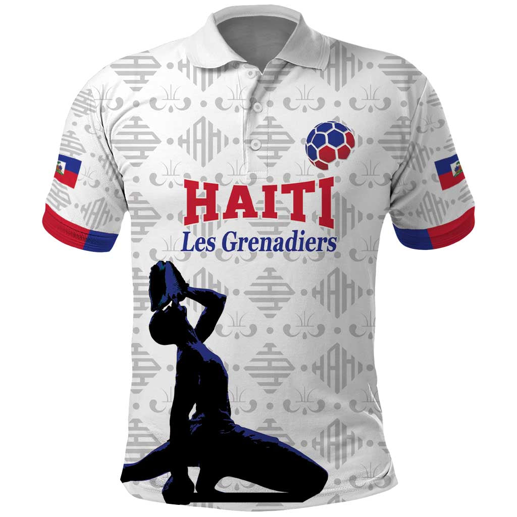 Custom Haiti Football Polo Shirt Come on Les Grenadiers White Style LT17