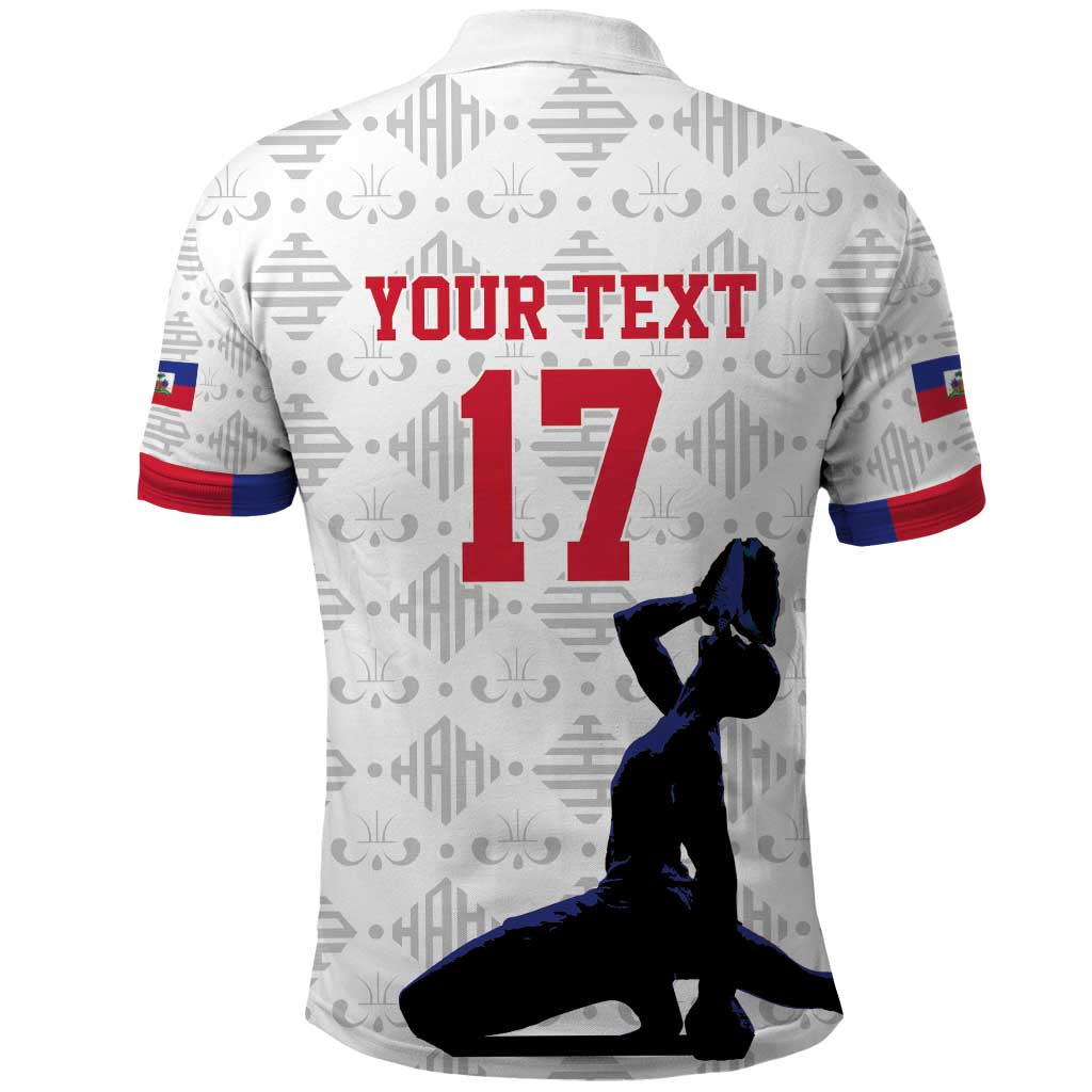 Custom Haiti Football Polo Shirt Come on Les Grenadiers White Style LT17