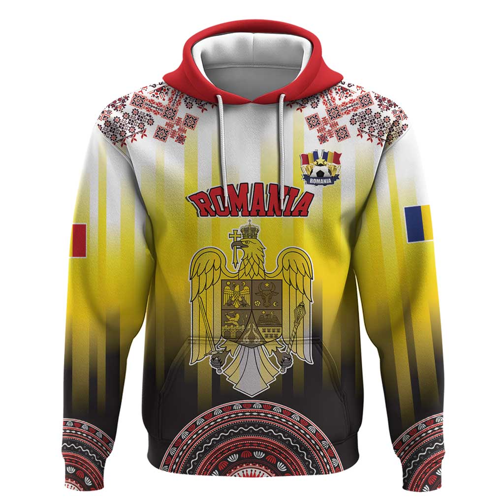 Custom Romania Football Go Champions Hoodie Romanian Traditional Patern LT17