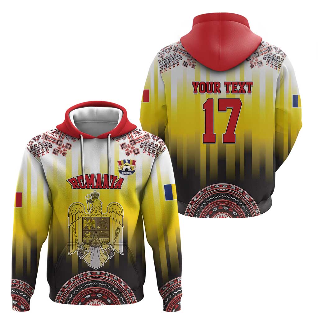 Custom Romania Football Go Champions Hoodie Romanian Traditional Patern LT17