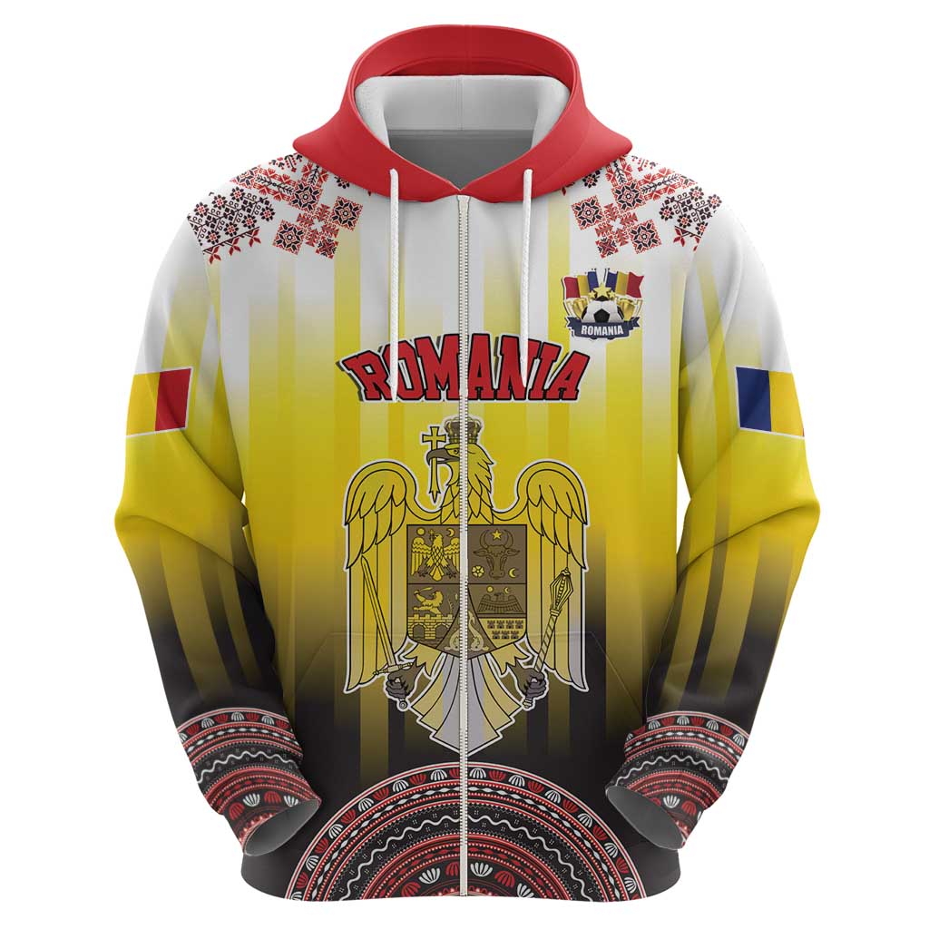 Custom Romania Football Go Champions Hoodie Romanian Traditional Patern LT17