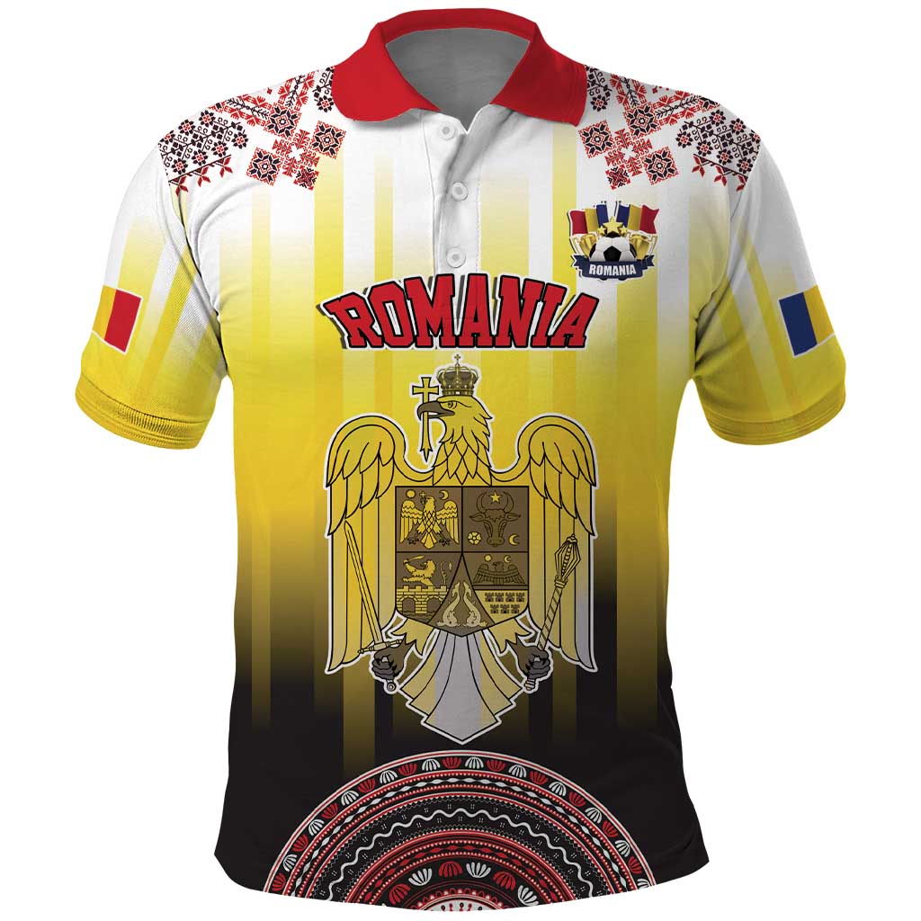Custom Romania Football Go Champions Polo Shirt Romanian Traditional Patern LT17