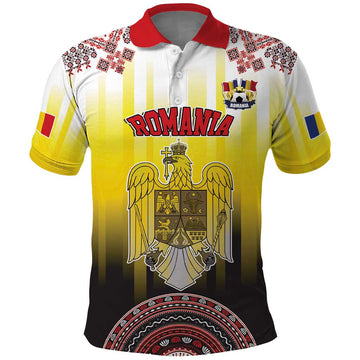 Custom Romania Football Go Champions Polo Shirt Romanian Traditional Patern LT17