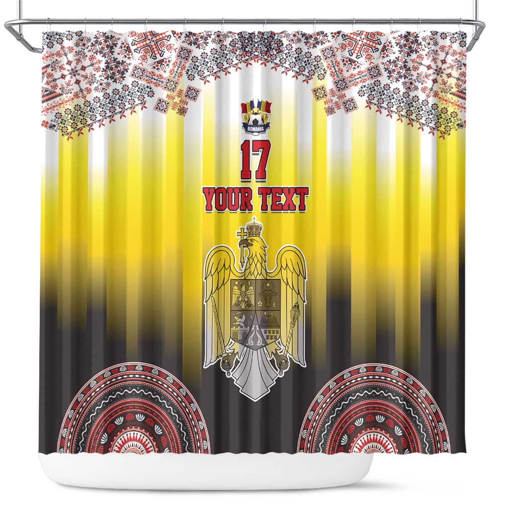 Custom Romania Football Go Champions Shower Curtain Romanian Traditional Patern LT17