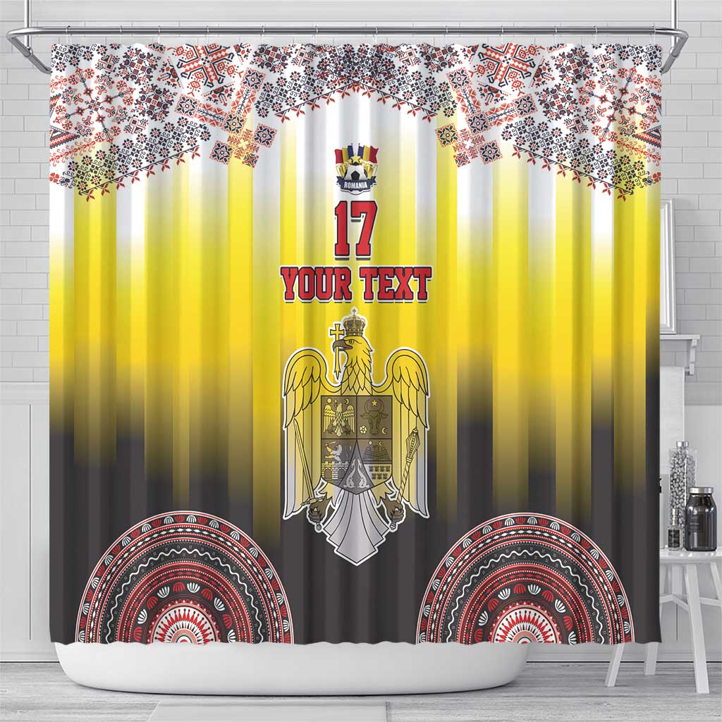 Custom Romania Football Go Champions Shower Curtain Romanian Traditional Patern LT17
