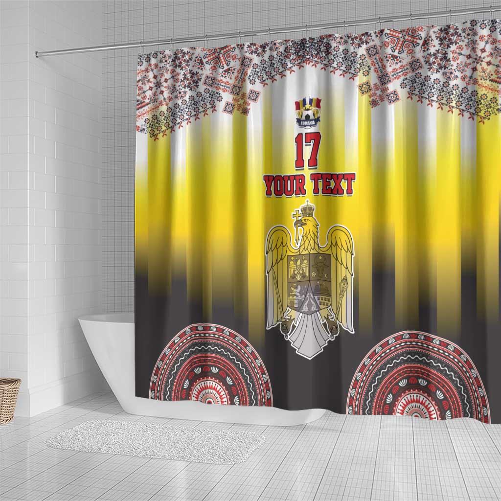 Custom Romania Football Go Champions Shower Curtain Romanian Traditional Patern LT17