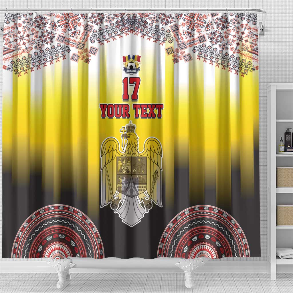 Custom Romania Football Go Champions Shower Curtain Romanian Traditional Patern LT17