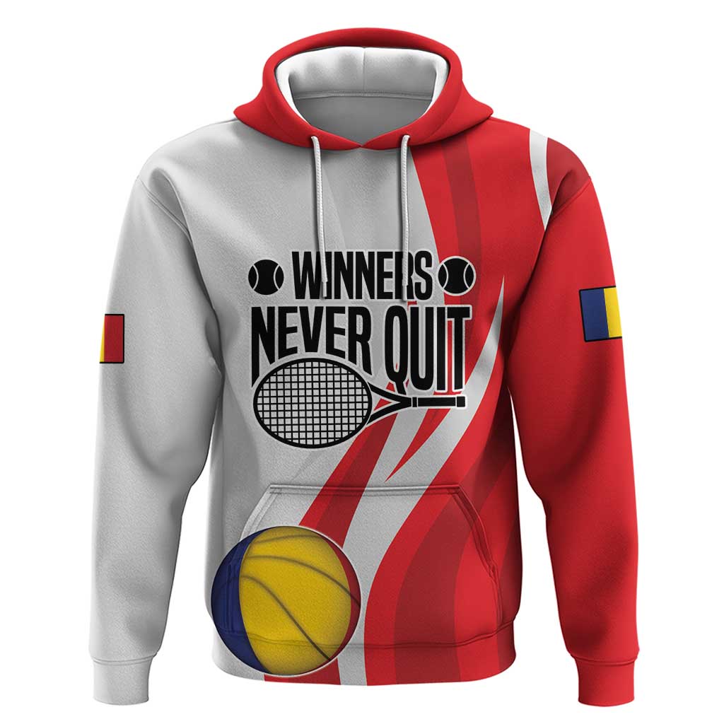 Custom Romania Tennis Winners Never Quit Hoodie Sporty Style LT17