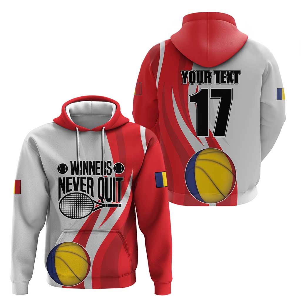 Custom Romania Tennis Winners Never Quit Hoodie Sporty Style LT17