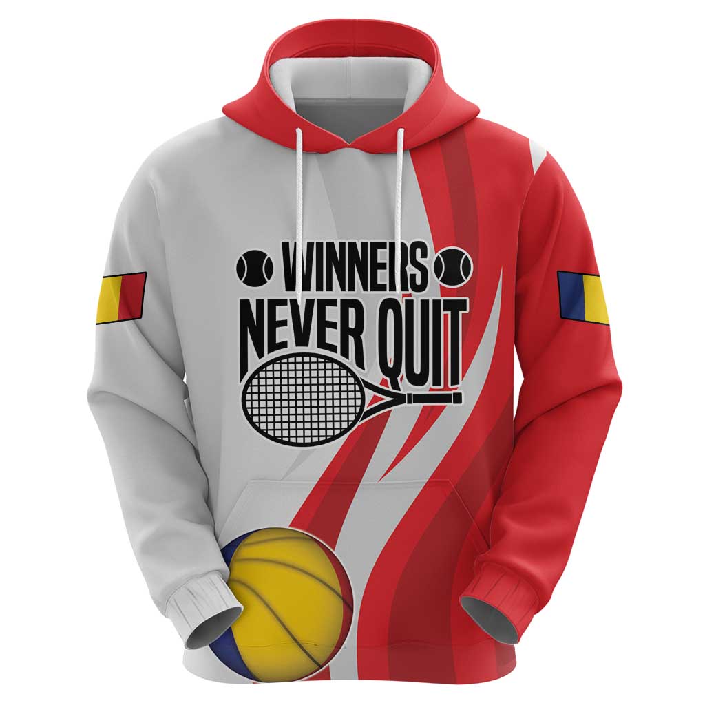 Custom Romania Tennis Winners Never Quit Hoodie Sporty Style LT17
