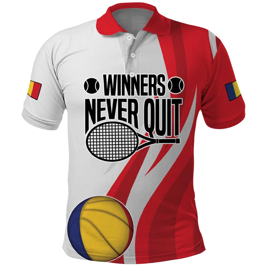 Custom Romania Tennis Winners Never Quit Polo Shirt Sporty Style LT17