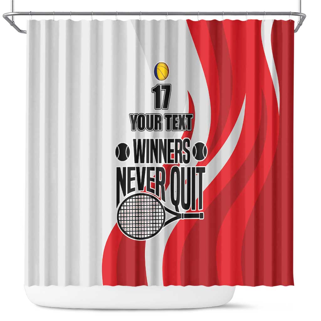 Custom Romania Tennis Winners Never Quit Shower Curtain Sporty Style LT17