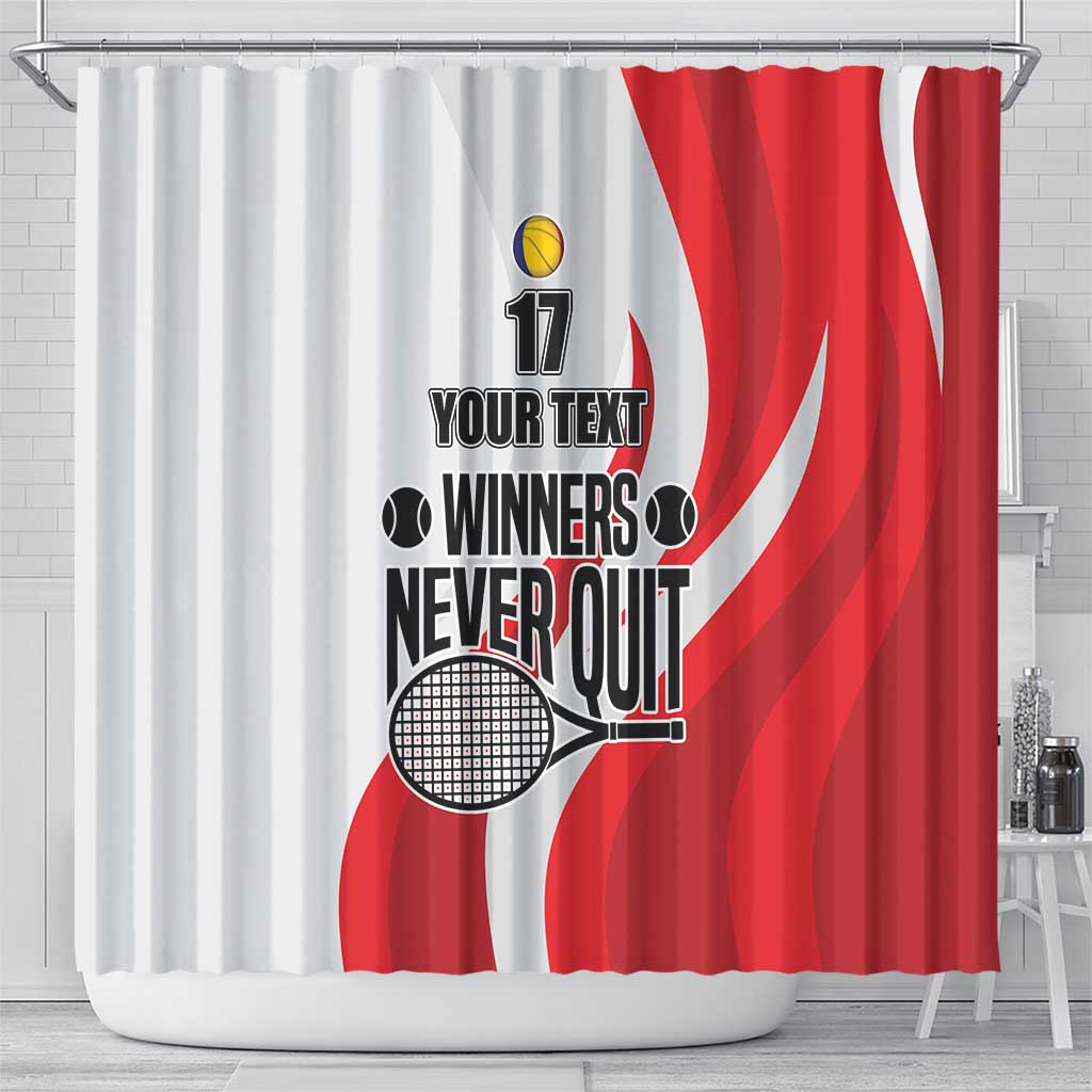 Custom Romania Tennis Winners Never Quit Shower Curtain Sporty Style LT17