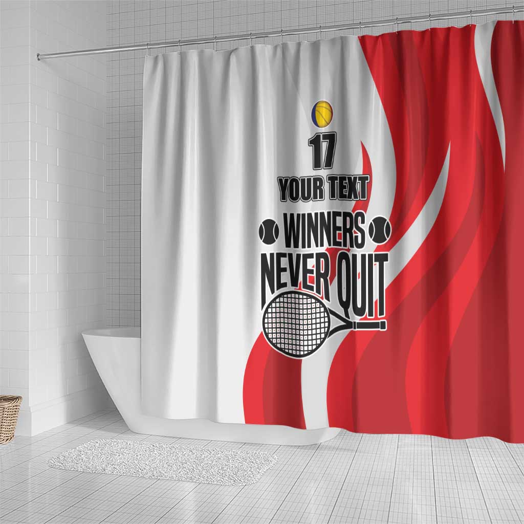 Custom Romania Tennis Winners Never Quit Shower Curtain Sporty Style LT17