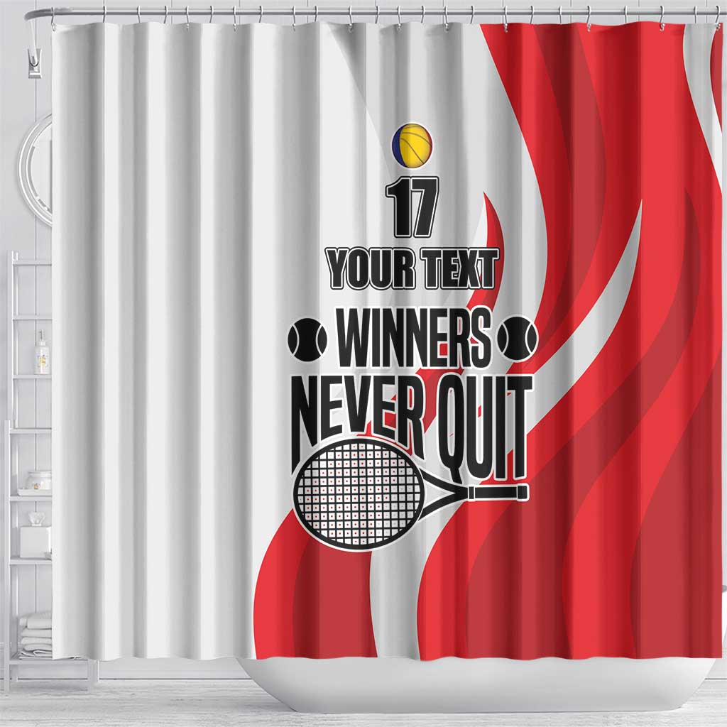 Custom Romania Tennis Winners Never Quit Shower Curtain Sporty Style LT17