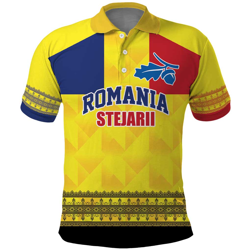 Custom Romania Rugby Go Champions Polo Shirt Romanian Traditional Patern LT17