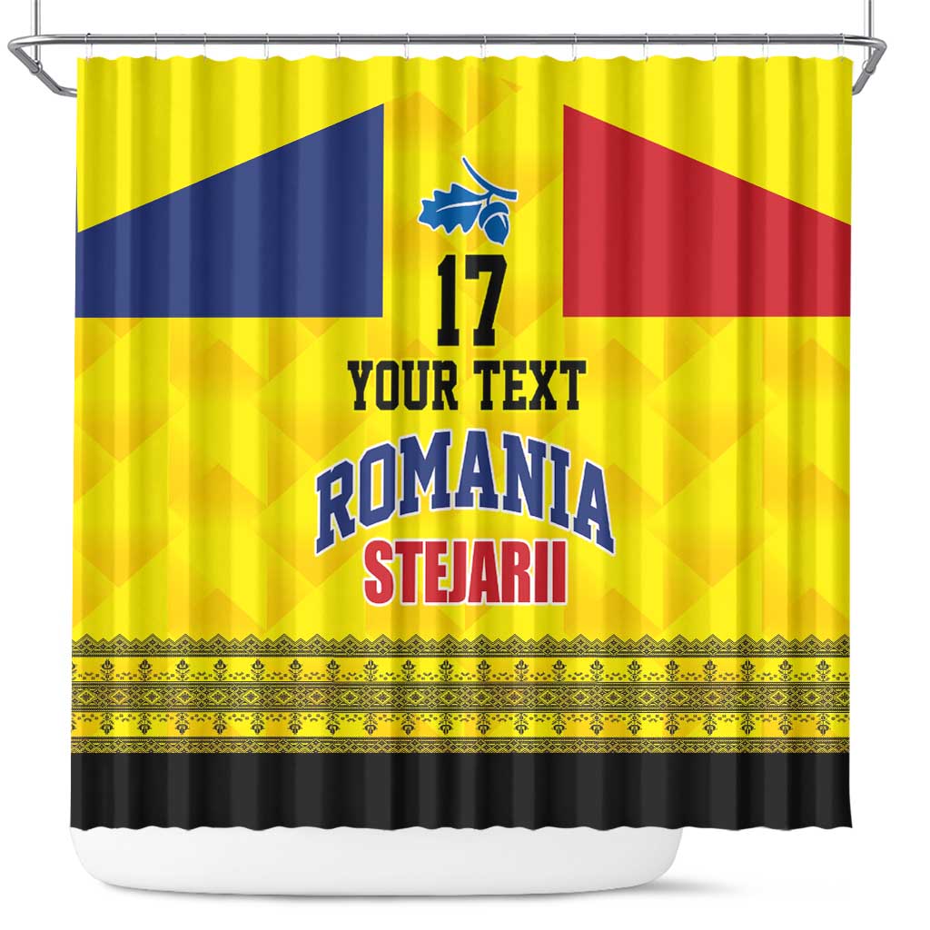 Custom Romania Rugby Go Champions Shower Curtain Romanian Traditional Patern LT17