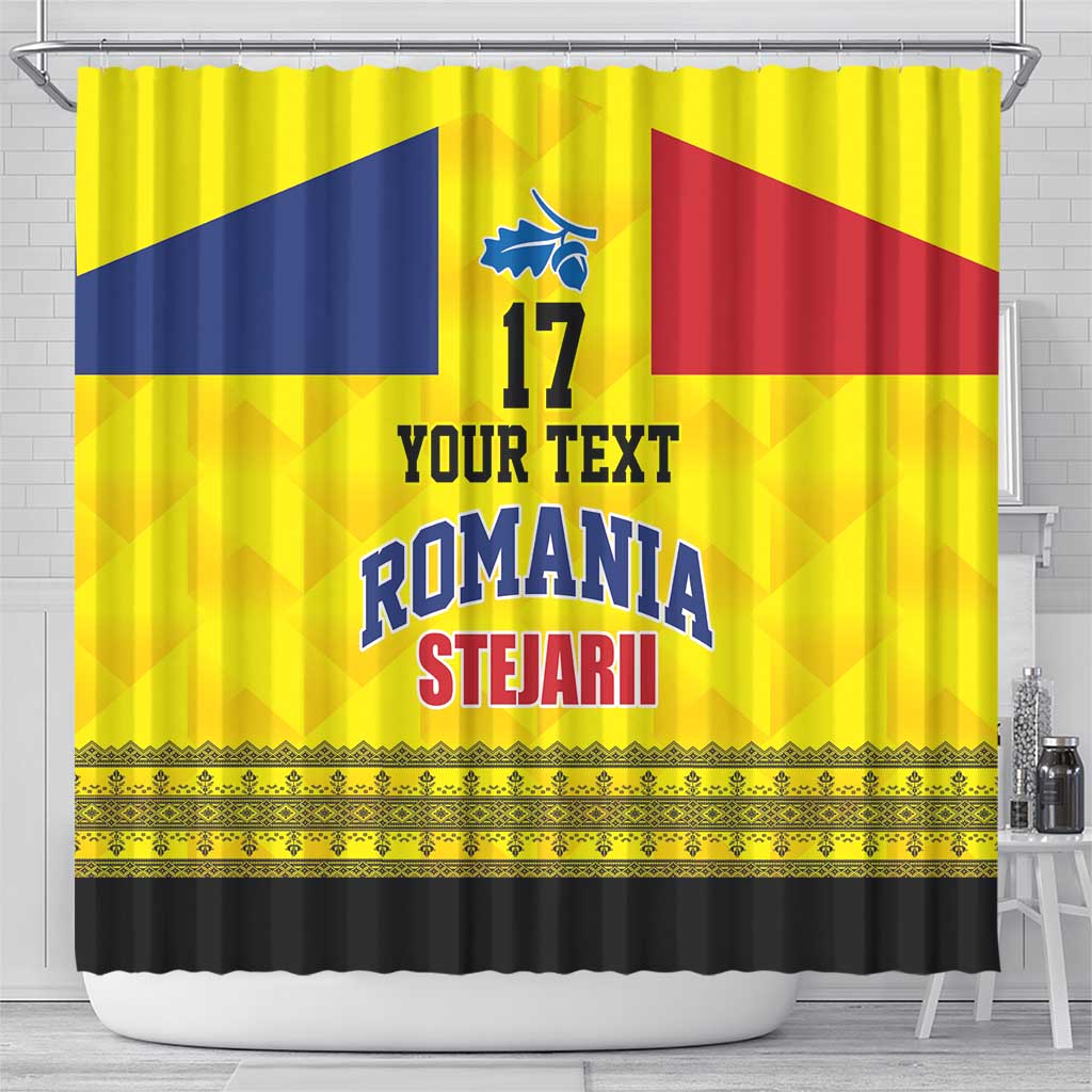 Custom Romania Rugby Go Champions Shower Curtain Romanian Traditional Patern LT17