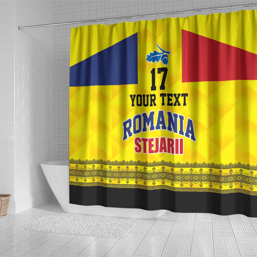 Custom Romania Rugby Go Champions Shower Curtain Romanian Traditional Patern LT17