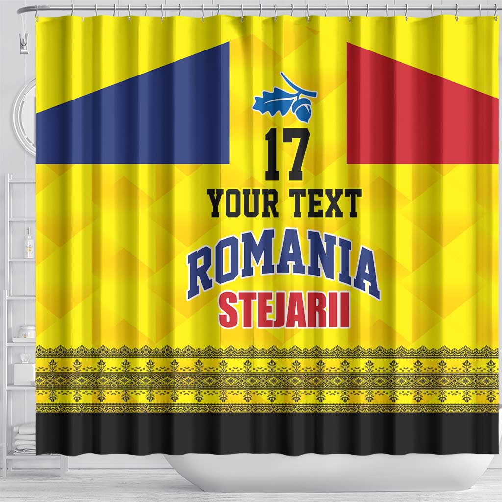 Custom Romania Rugby Go Champions Shower Curtain Romanian Traditional Patern LT17