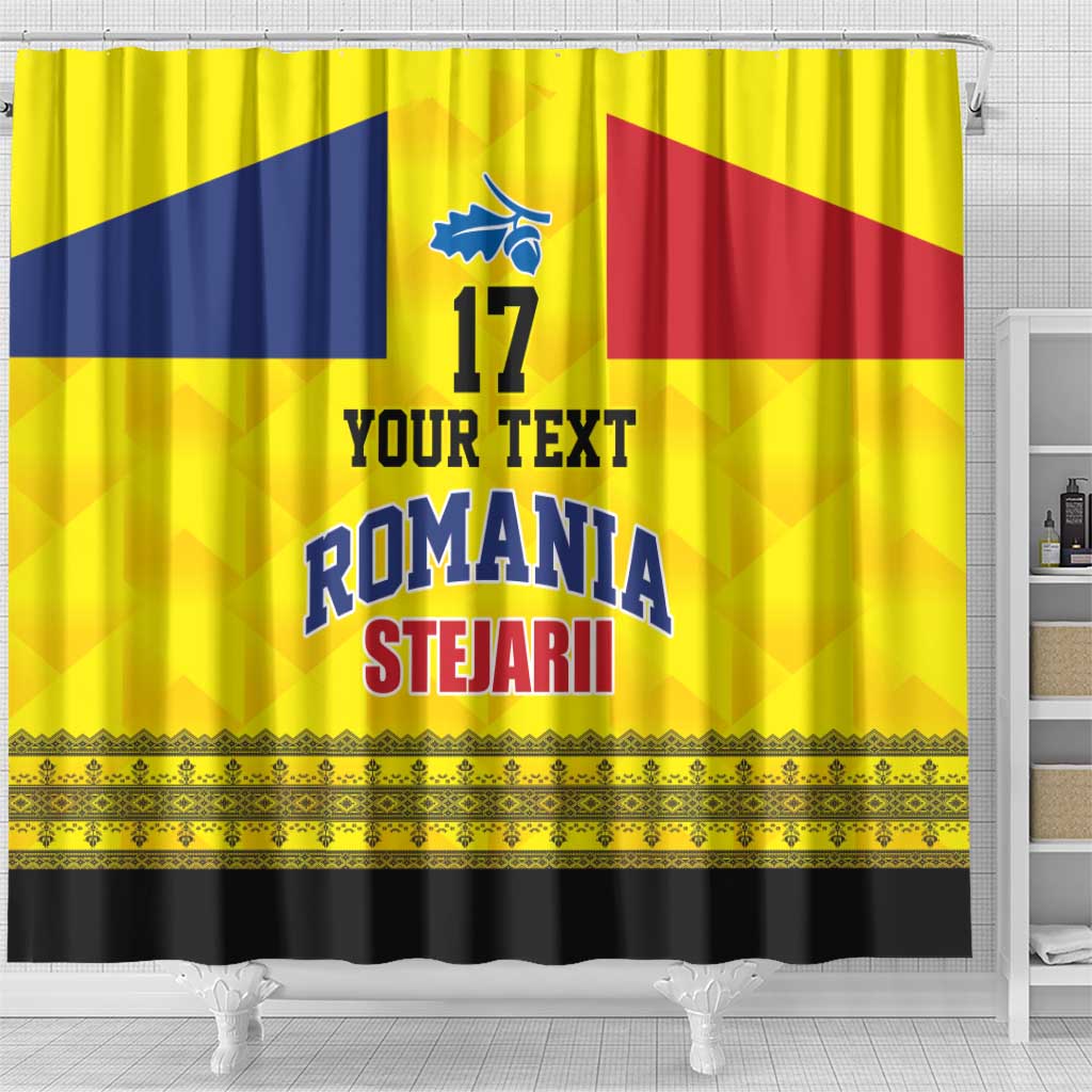 Custom Romania Rugby Go Champions Shower Curtain Romanian Traditional Patern LT17
