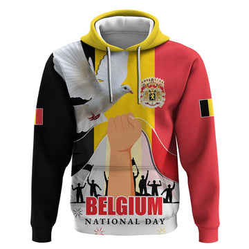Belgian National Day Hoodie 21th July Flag with Dove LT17