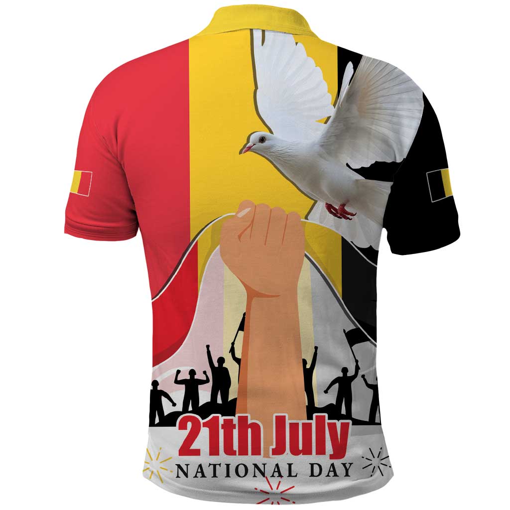 Belgian National Day Polo Shirt 21th July Flag with Dove LT17