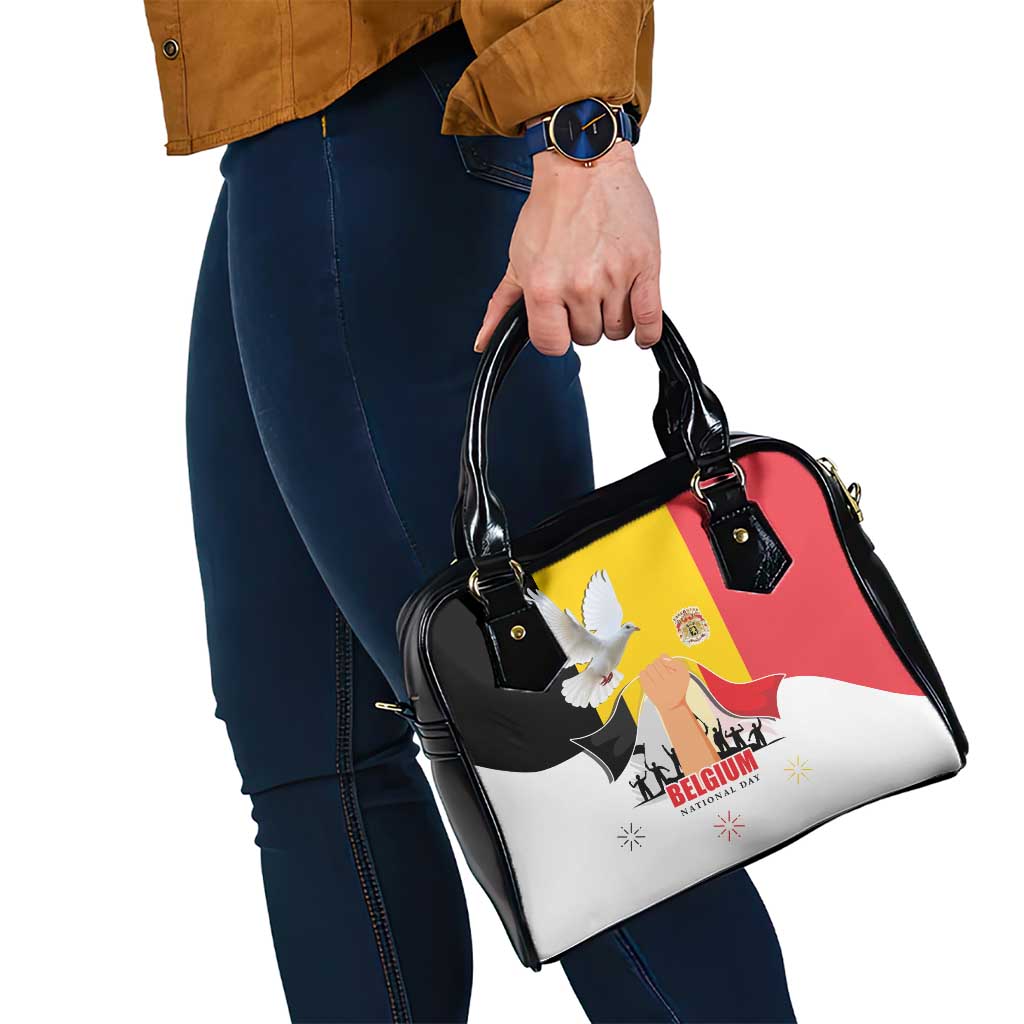 Belgian National Day Shoulder Handbag 21th July Flag with Dove LT17