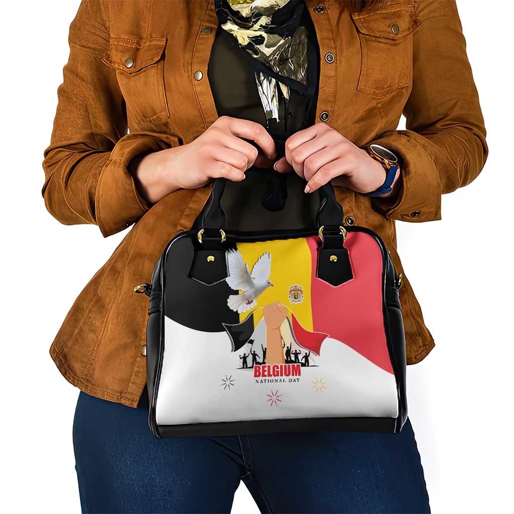 Belgian National Day Shoulder Handbag 21th July Flag with Dove LT17