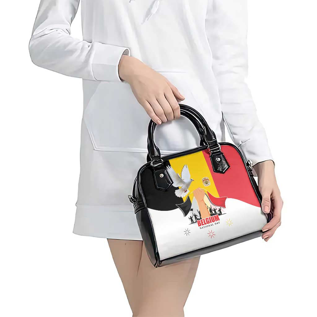 Belgian National Day Shoulder Handbag 21th July Flag with Dove LT17