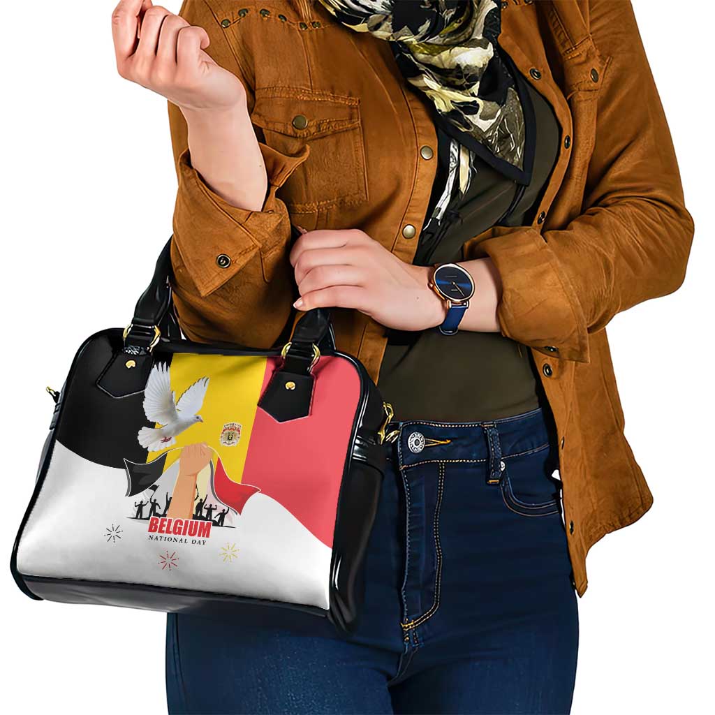 Belgian National Day Shoulder Handbag 21th July Flag with Dove LT17