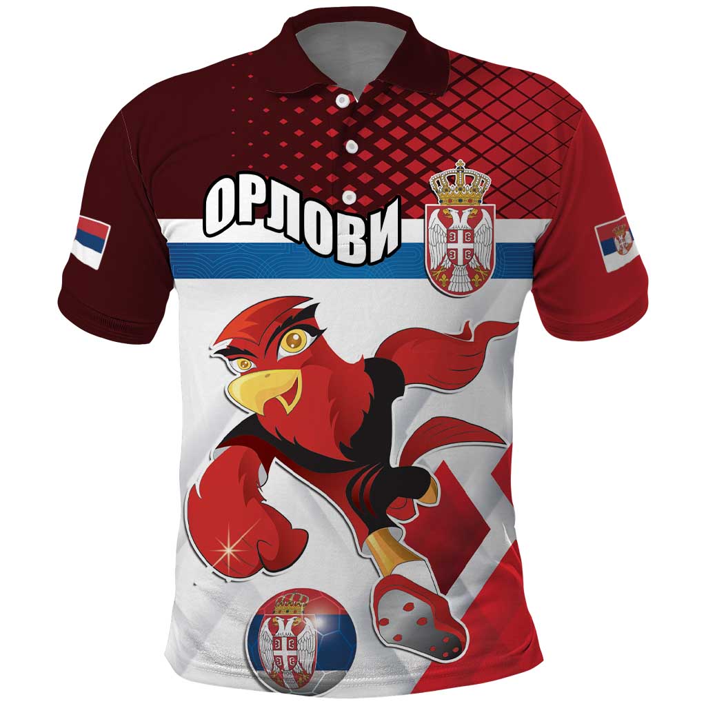 Custom Serbia Football Polo Shirt Sporty Style with Eagle Mascot LT17