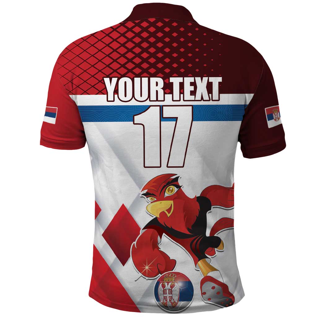 Custom Serbia Football Polo Shirt Sporty Style with Eagle Mascot LT17