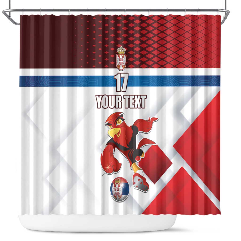Custom Serbia Football Shower Curtain Sporty Style with Eagle Mascot LT17