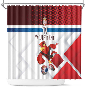 Custom Serbia Football Shower Curtain Sporty Style with Eagle Mascot LT17