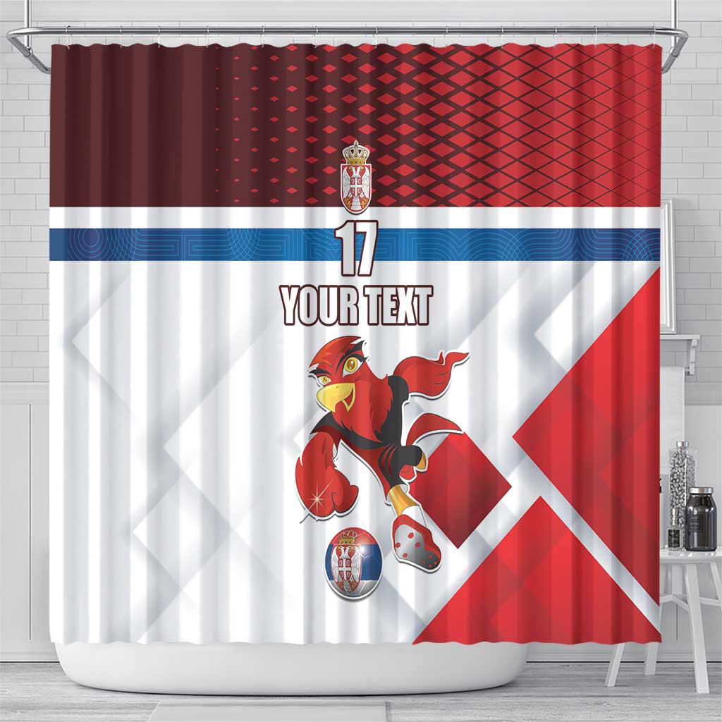 Custom Serbia Football Shower Curtain Sporty Style with Eagle Mascot LT17