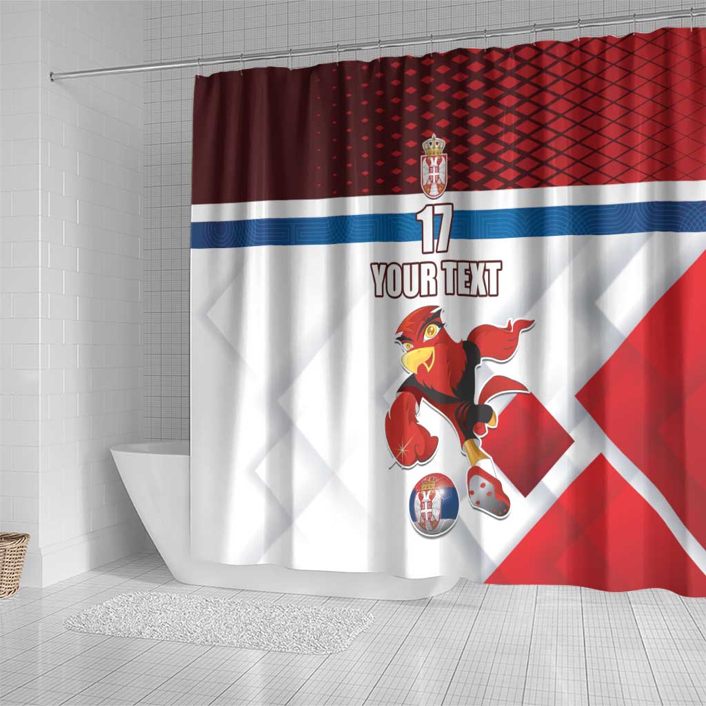 Custom Serbia Football Shower Curtain Sporty Style with Eagle Mascot LT17