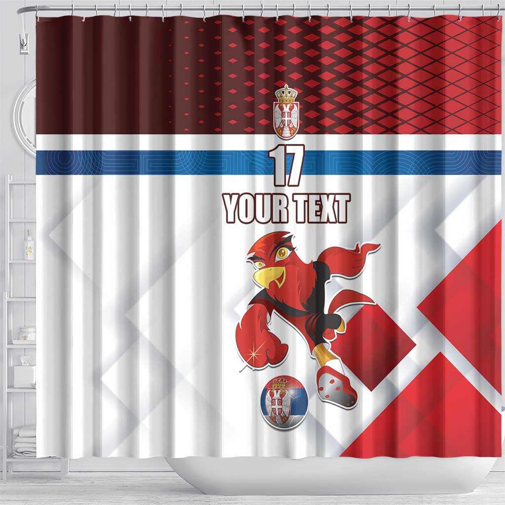 Custom Serbia Football Shower Curtain Sporty Style with Eagle Mascot LT17