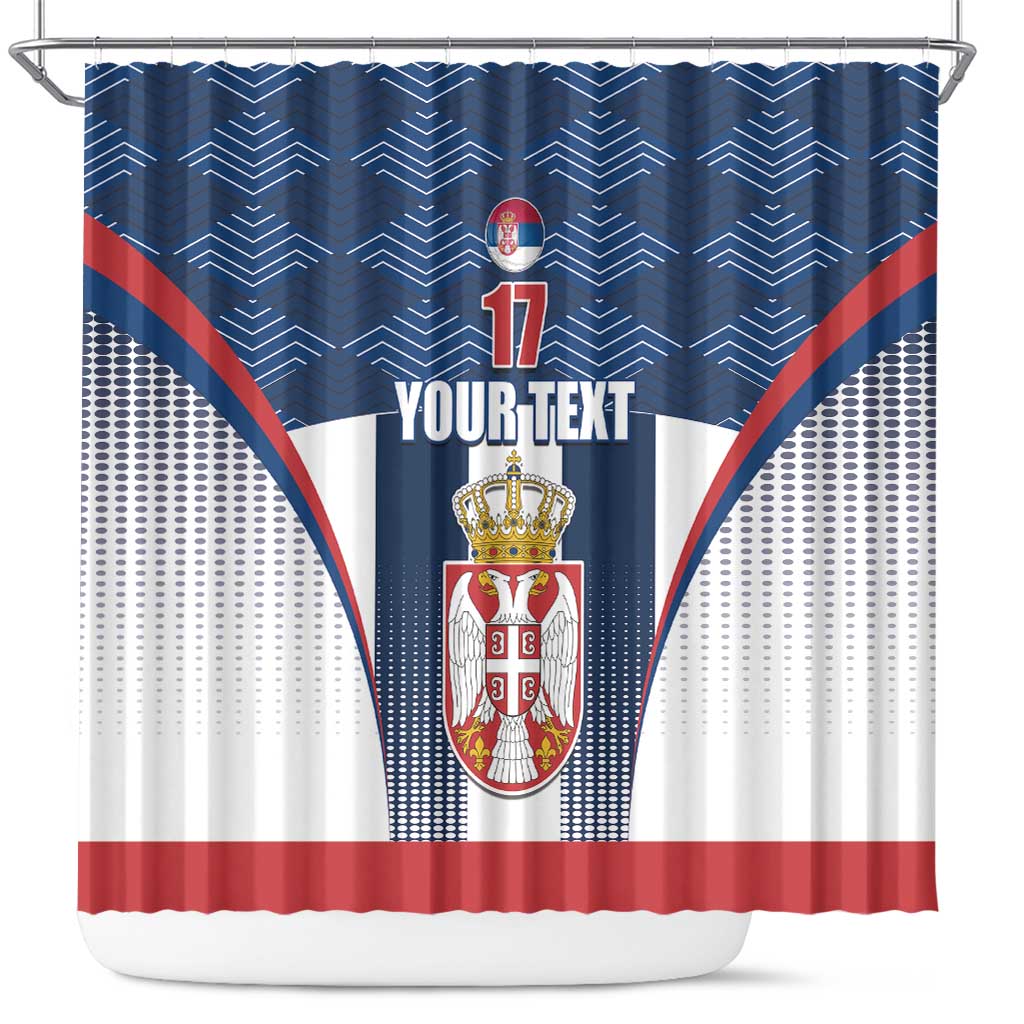 Custom Serbia Basketball Champions Shower Curtain Sporty Style with Coat of Arms LT17