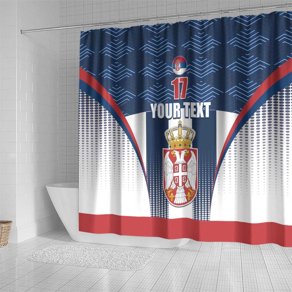 Custom Serbia Basketball Champions Shower Curtain Sporty Style with Coat of Arms LT17