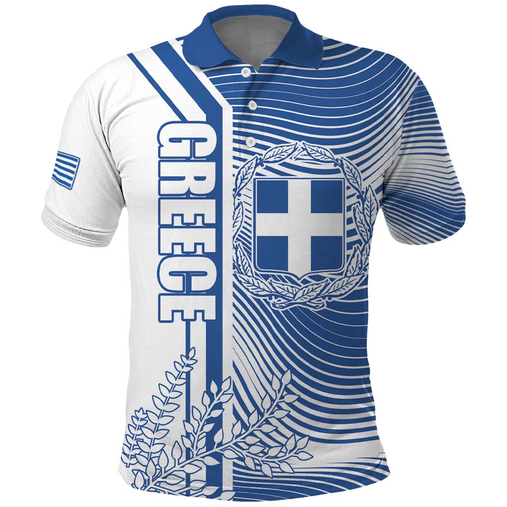 Personalized Greece Coat of Arms Polo Shirt Greek cross and Two Laurel Branches LT17