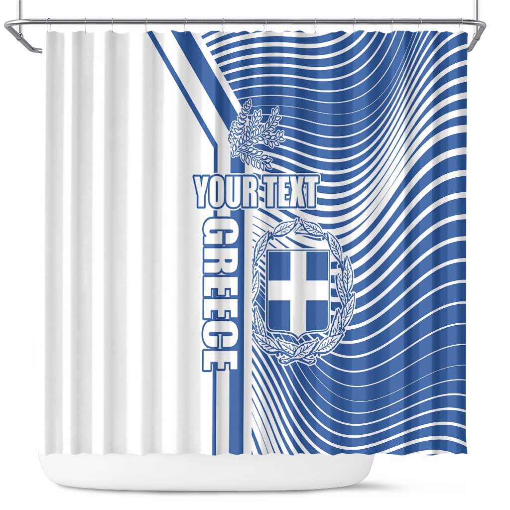 Personalized Greece Coat of Arms Shower Curtain Greek cross and Two Laurel Branches LT17