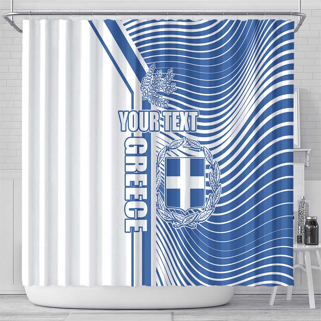 Personalized Greece Coat of Arms Shower Curtain Greek cross and Two Laurel Branches LT17