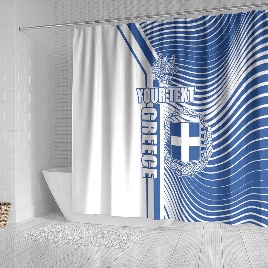Personalized Greece Coat of Arms Shower Curtain Greek cross and Two Laurel Branches LT17