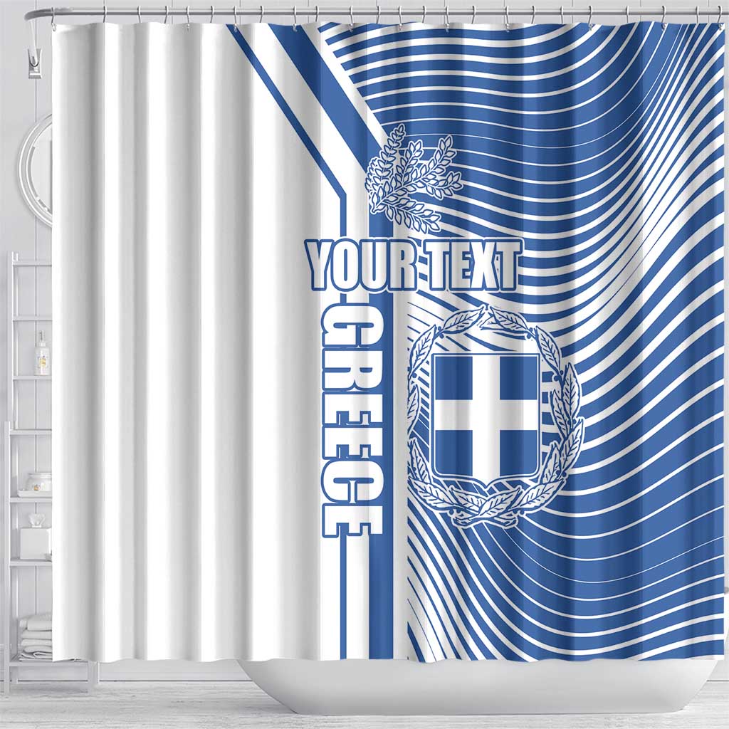 Personalized Greece Coat of Arms Shower Curtain Greek cross and Two Laurel Branches LT17