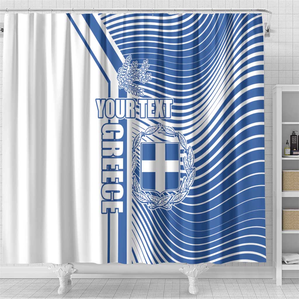Personalized Greece Coat of Arms Shower Curtain Greek cross and Two Laurel Branches LT17