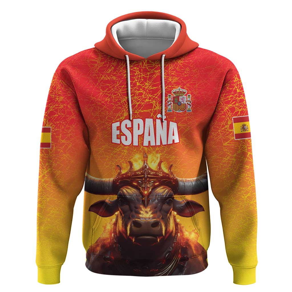 Personalized Spain Bull with Crown Hoodie Espana Flag with Coat of Arms LT17